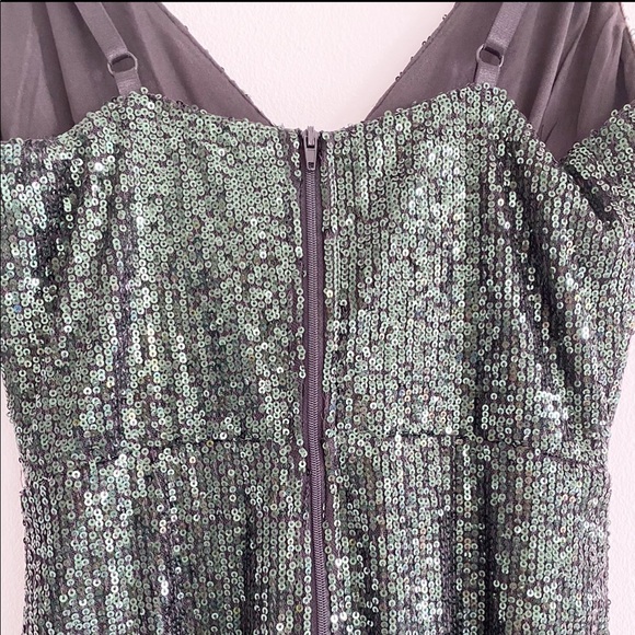 Olive Green Sequin Dress - Picture 4 of 7